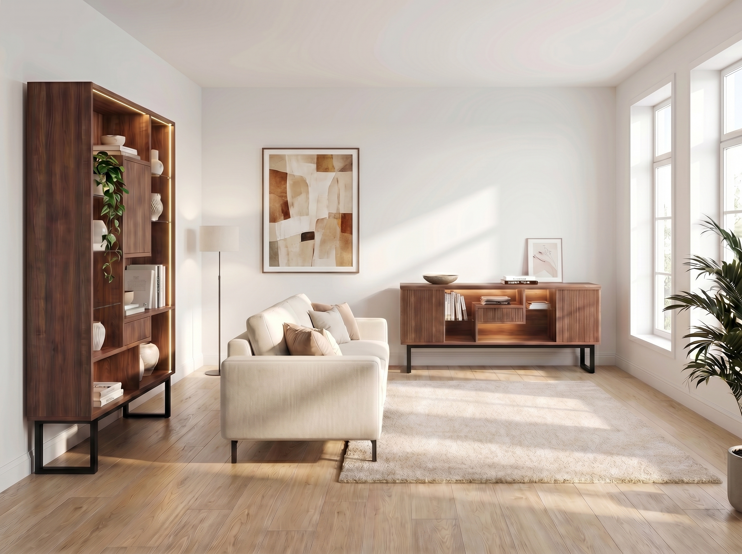 MALAO Regal und Sideboard in einem Wohnraum
